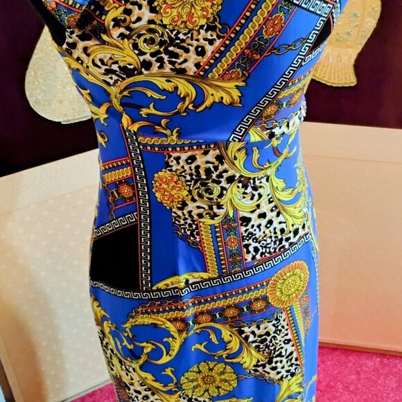 Dressbarn Leopard and Chains dress with scrunched side - Picture 3 of 7